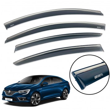 Дефлекторы окон Renault Megane IV 2016+ Sedan с нерж. хром полоской